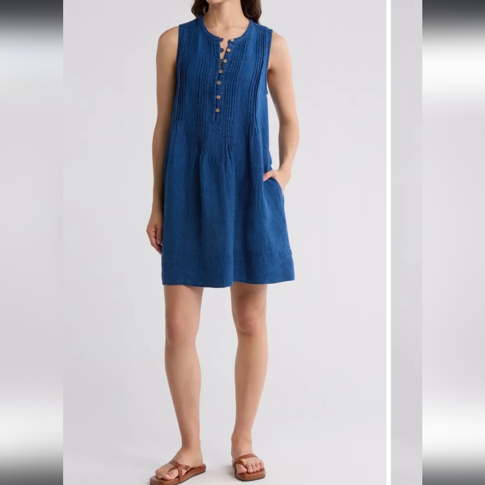 NWT Faherty Isha Linen Shift Dress- Size xs